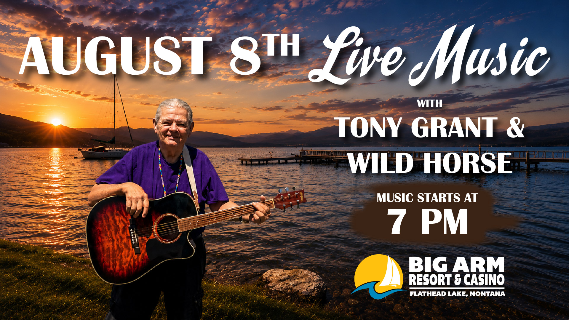 live music, Big Arm Events, Big Arm Casino, Big Arm Restaurant, Flathead Lake, Live Music with Tony Grant & Wildhorse
